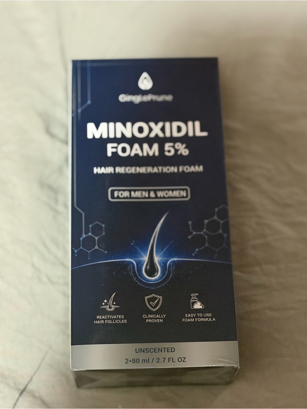 Minoxidil Foam 5% Hair Regeneration Foam - Unscented Navy